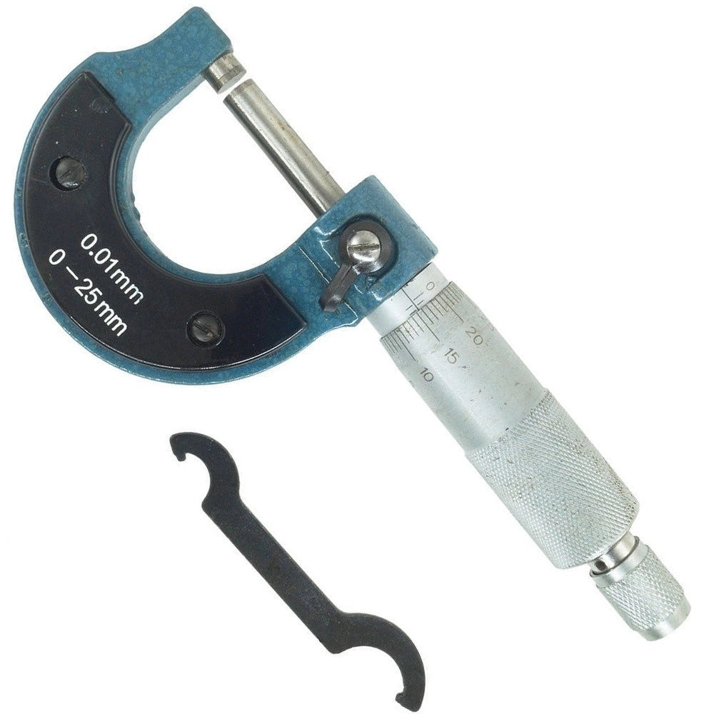 Trade Shop - Micrometro Spessimetro Centesimale Analogico Acciaio Per Esterni 0-25mm 0.01 Mm -
