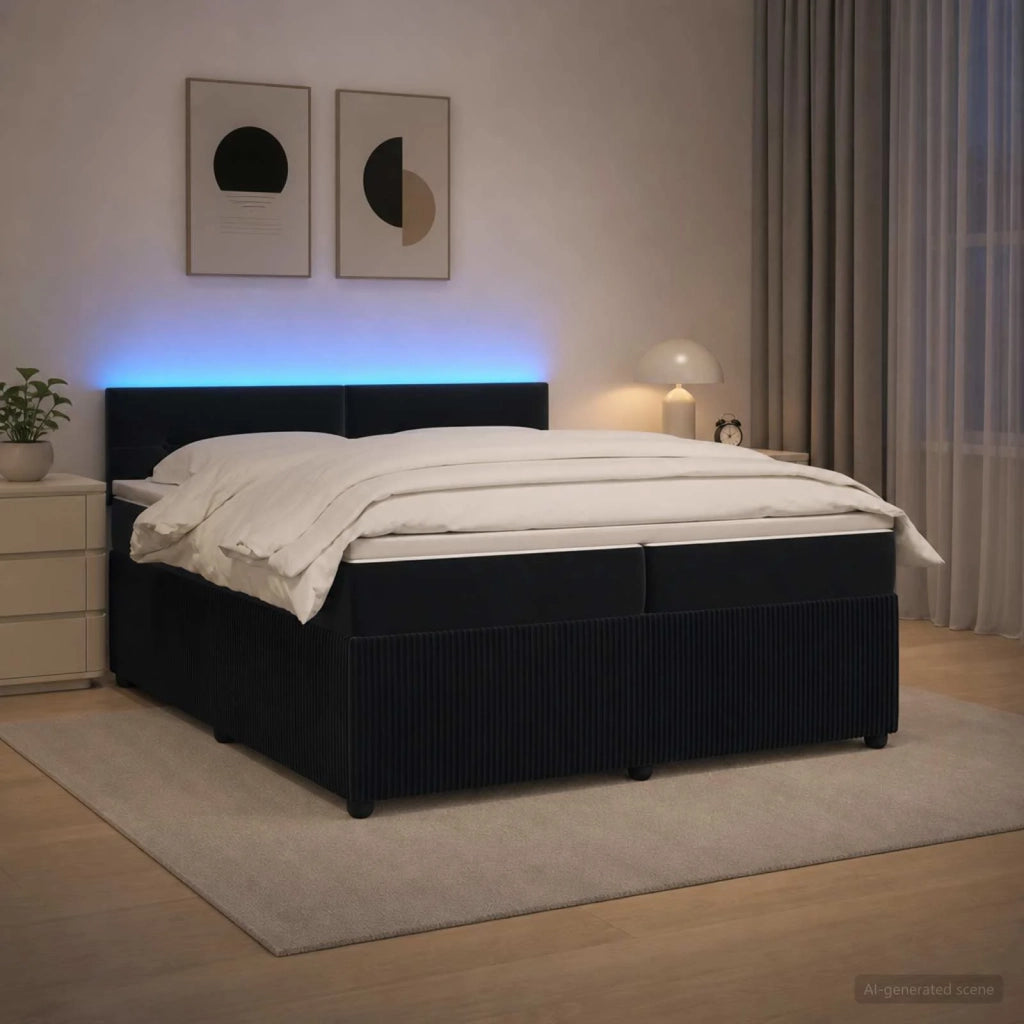 Letto box spring con materasso Nero 200 x 200 cm Velluto 3453211