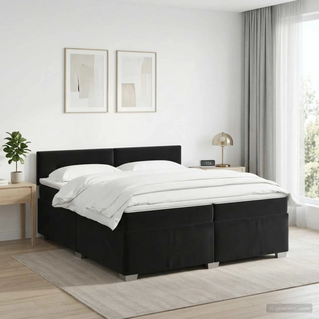 Letto box spring con materasso Nero 200 x 200 cm Velluto 3450784