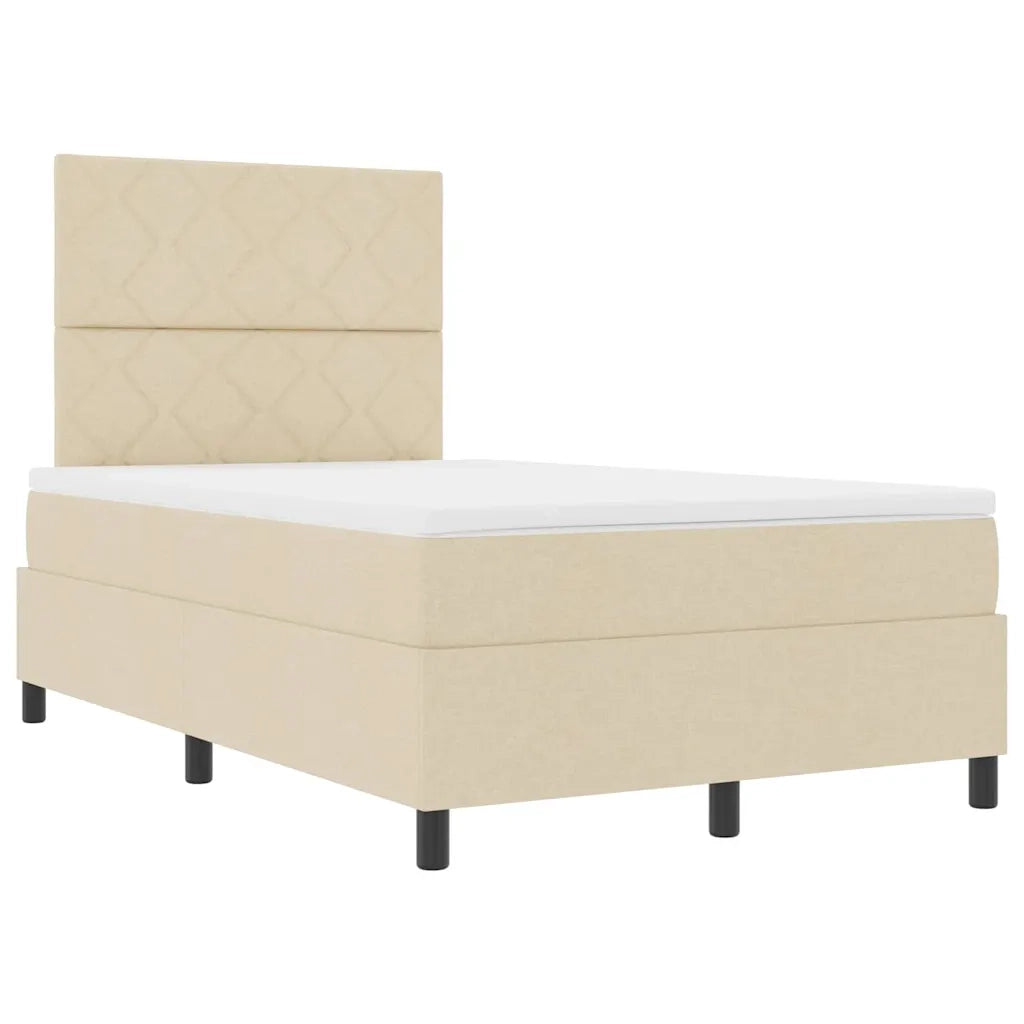 Letto a molle con materasso Crema 120 x 200 cm Tessuto 3339460
