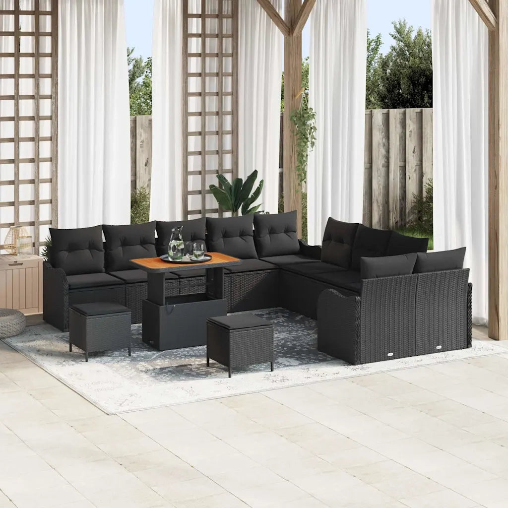 Set Divano da Giardino 13 pcs Nero polyrattan 3362324