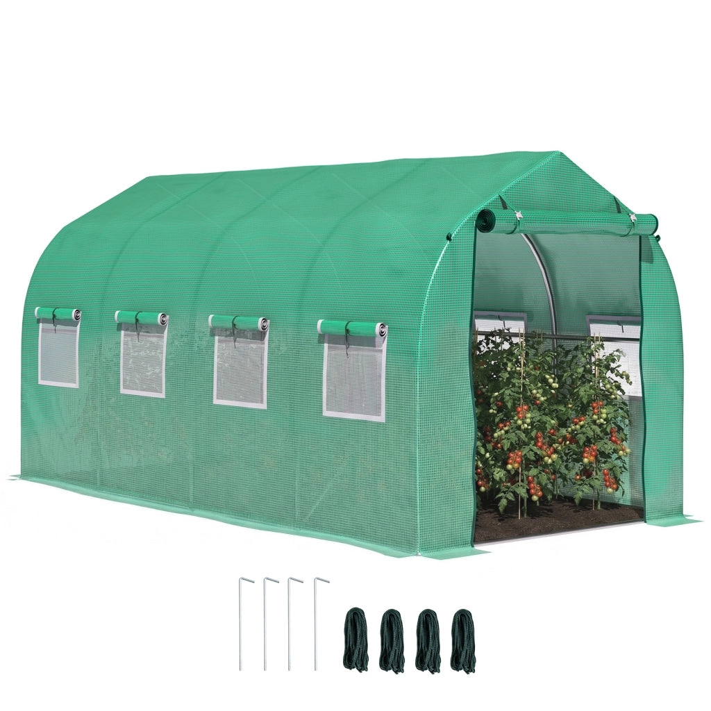 Serra Tunnel 4x2x2 m con 8 Finestre e Porta ¨C Minimal ¨C Verde