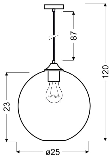 Lampada a sospensione Candellux Edison E27 Ø25 vetro