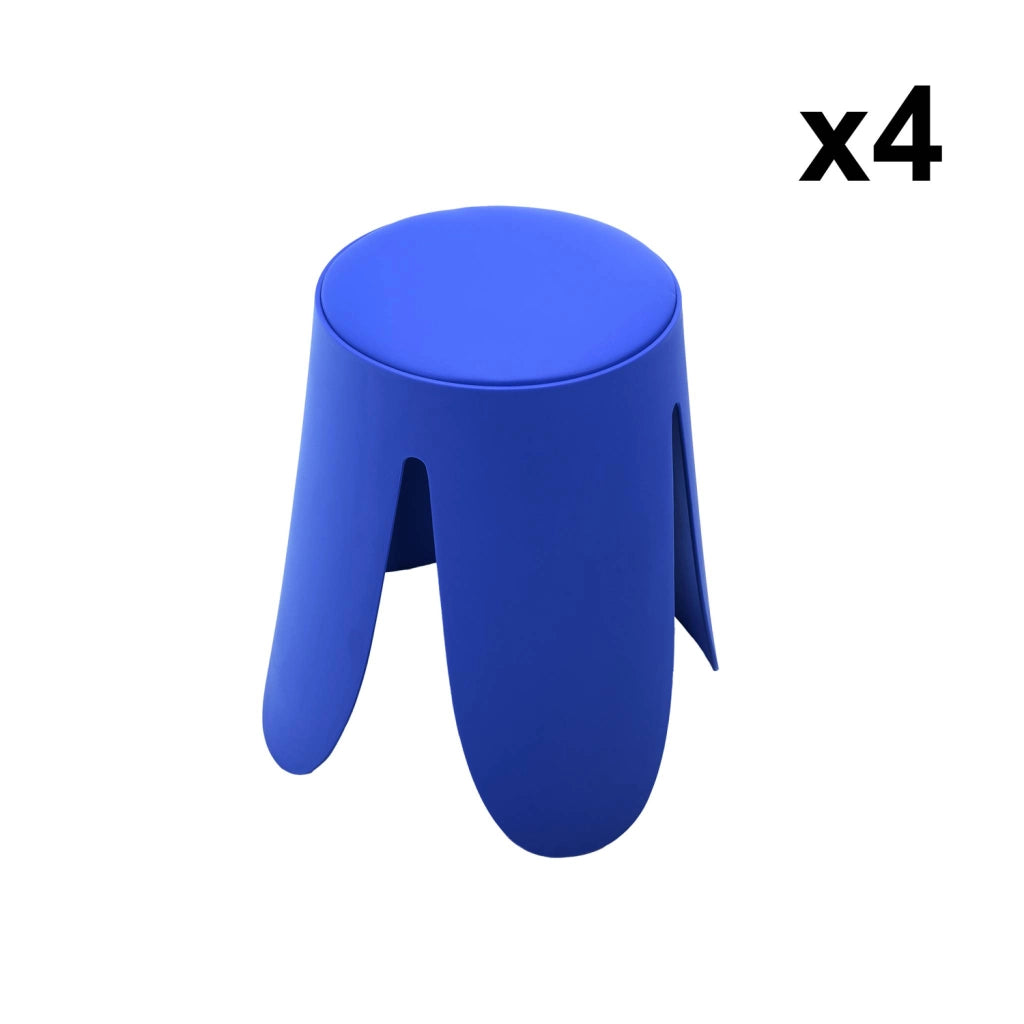 Set 4 sgabelli impilabili in ecopelle, blu