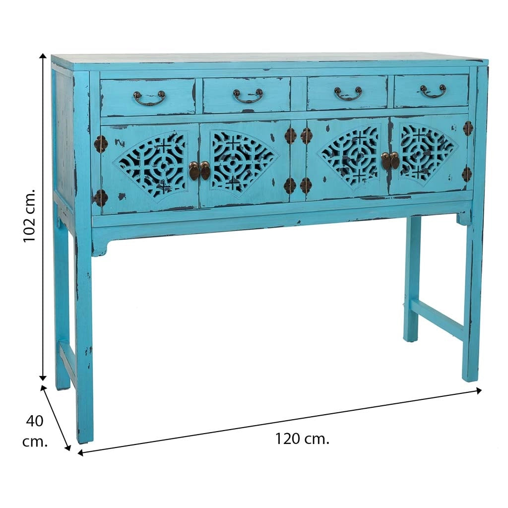 Mobile da ingresso in legno blu 120x40x102h