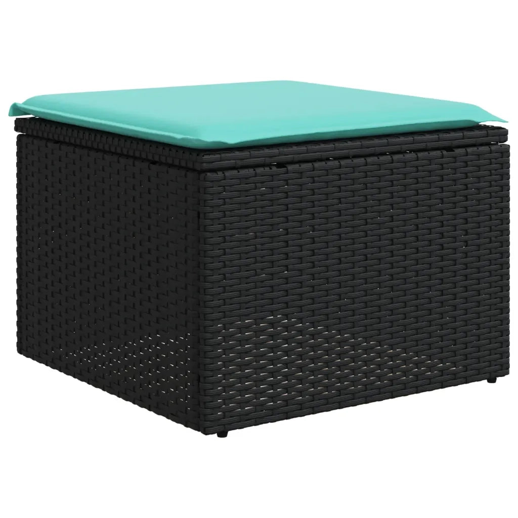 Set Divani da Giardino 7 pz con Cuscini Nero in Polyrattan