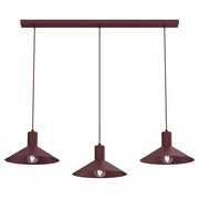 Lampada sospesa Nox 3xE27 rosso acciaio Luminex