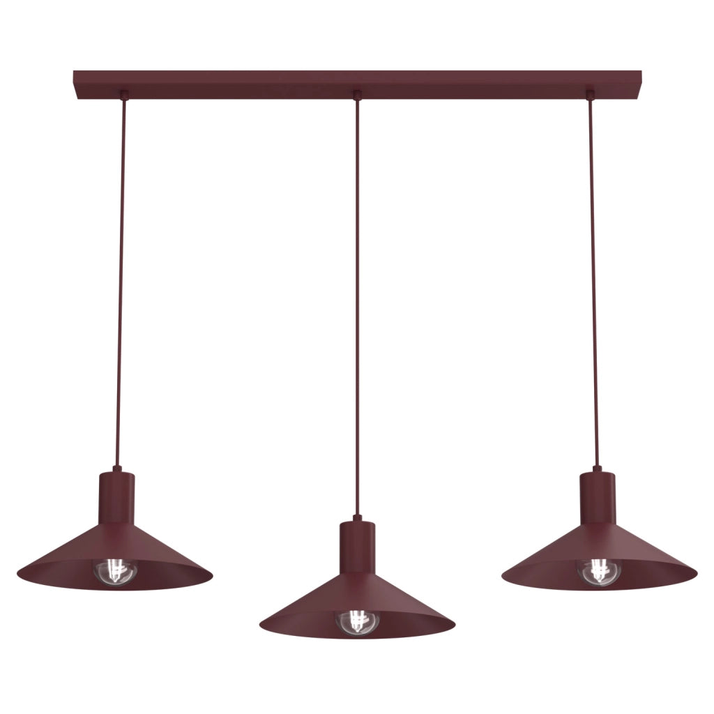 Lampada sospesa Nox 3xE27 rosso acciaio Luminex