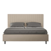 BS COM Letto matrimoniale con rete imbottito 160x200 similpelle tortora