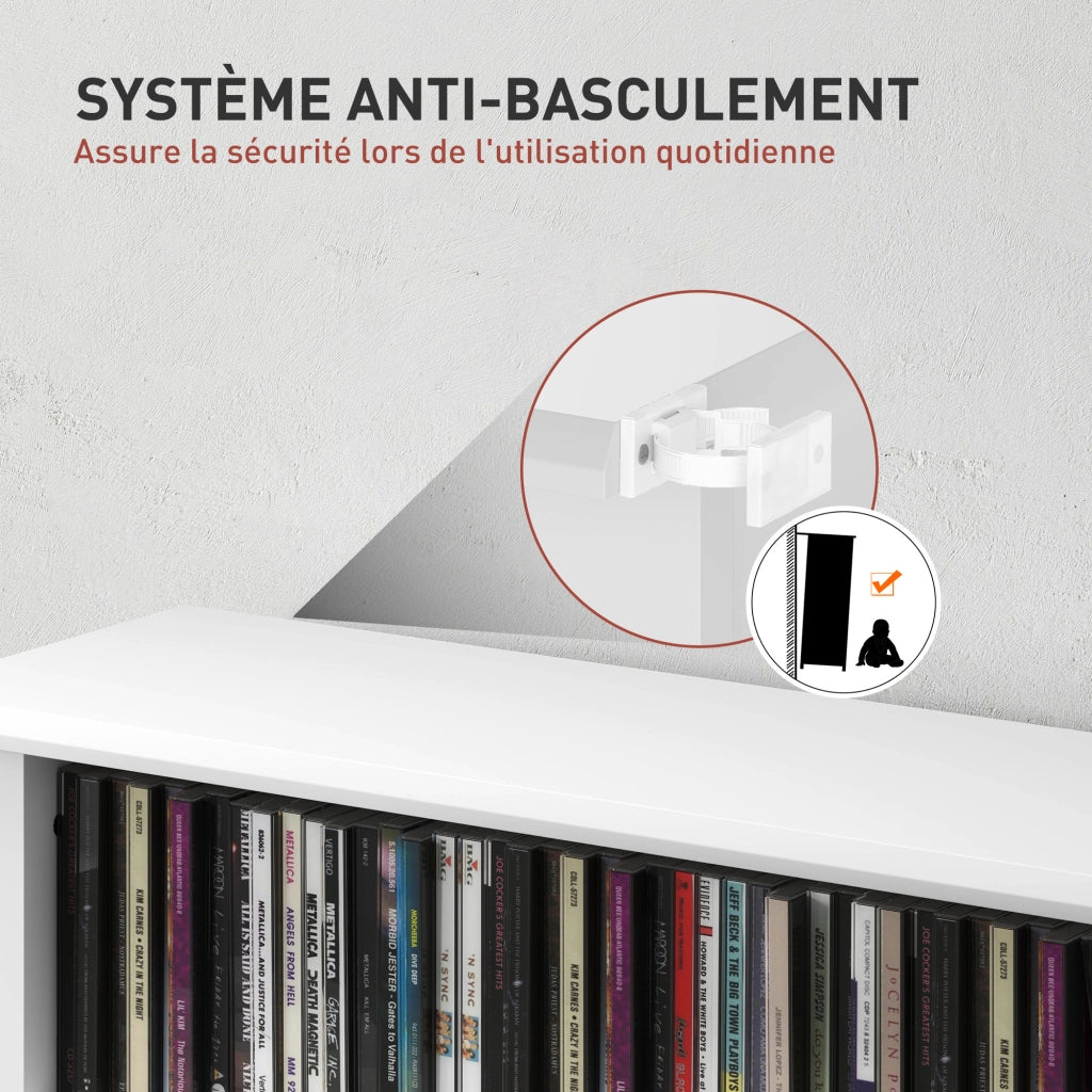 Libreria per CD e DVD con 8 scomparti e 6 ripiani regolabili ¨C Minimal ¨C bianco
