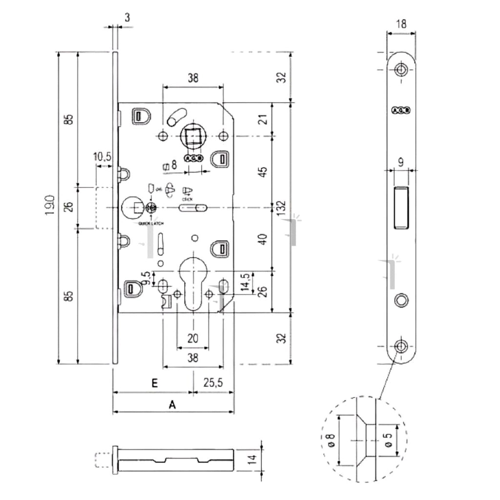 Serratura mediana AGB Evolution per porte interne foro Yale