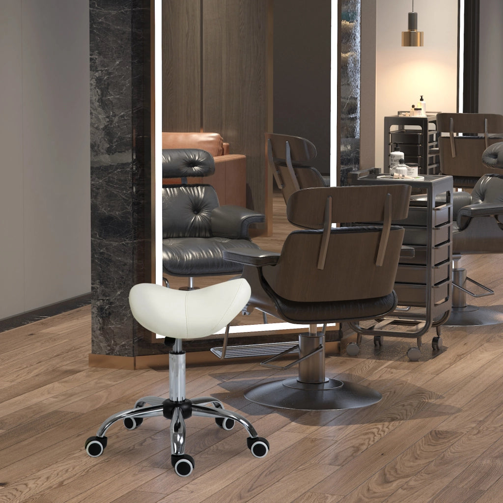 Sgabello Professionale con Ruote ¨C Xylo ¨C Altezza Regolabile 49-61cm Beige