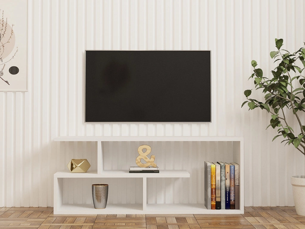 Foglizzo, Mobile Porta tv 2 Ripiani, 100x30x40h cm Bianco