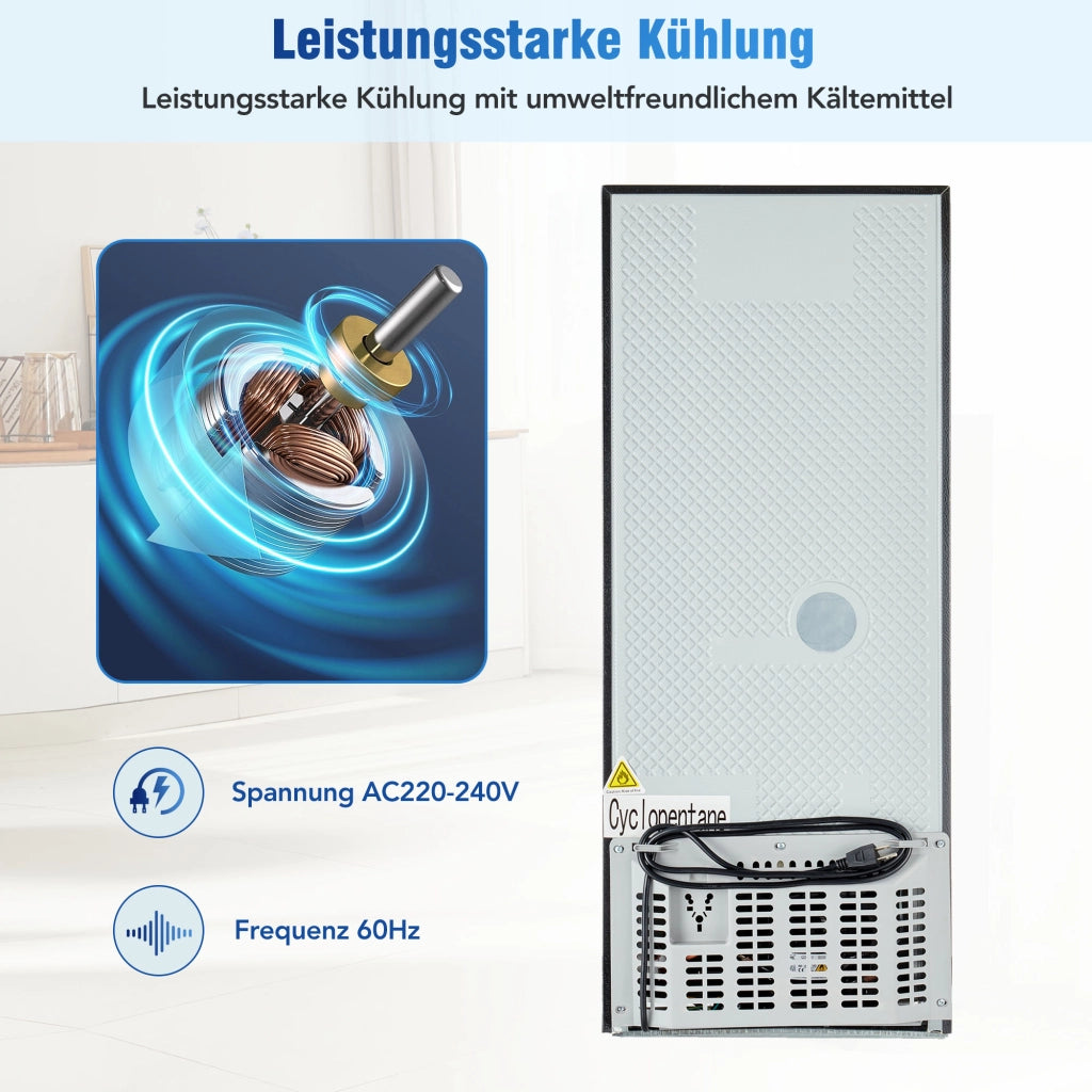 Minifrigo con Congelatore 106L ¨C MINIMAL ¨C Argento/Nero, LED, 7 Temperature, 45dB