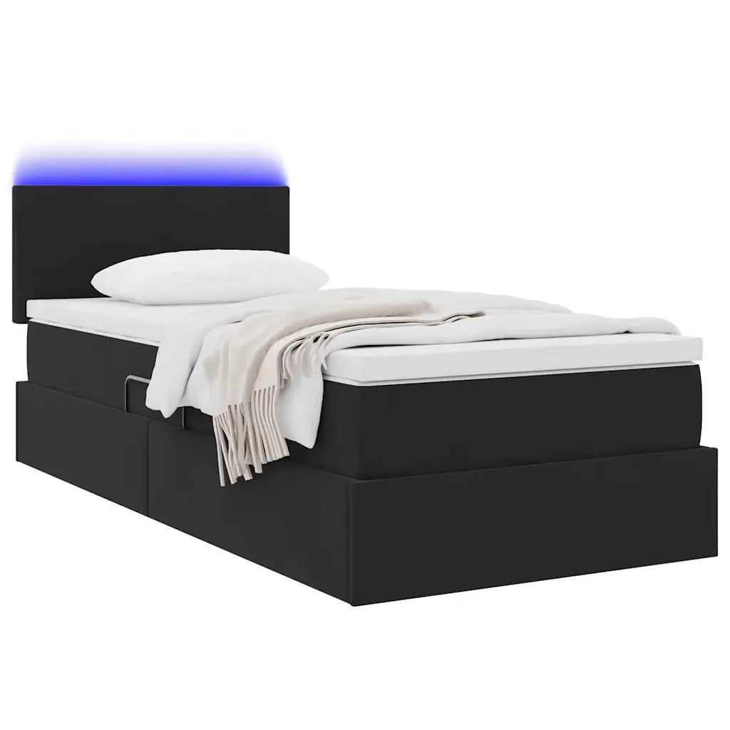 Letto con contenitore e LED con led Nero 100 x 200 cm Velluto 3371315