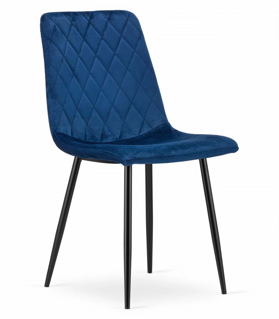 Sedia VALORA TURIN - Design ergonomico in velluto blu navy x 3