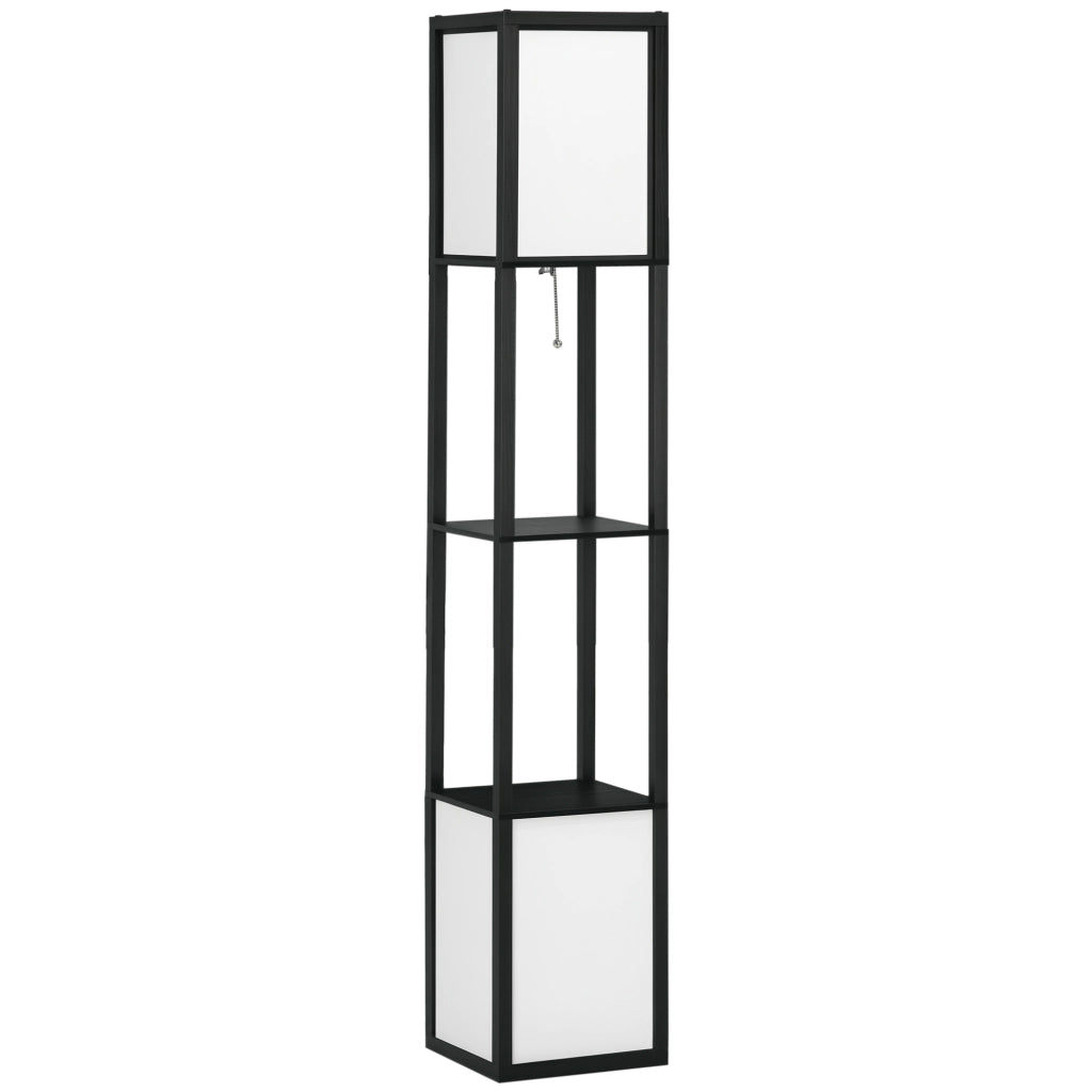 Lampada da Terra con Scaffale ¨C Minimal ¨C Nero e Bianco 26x26x156 cm
