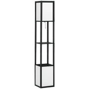 Lampada da Terra con Scaffale ¨C Minimal ¨C Nero e Bianco 26x26x156 cm