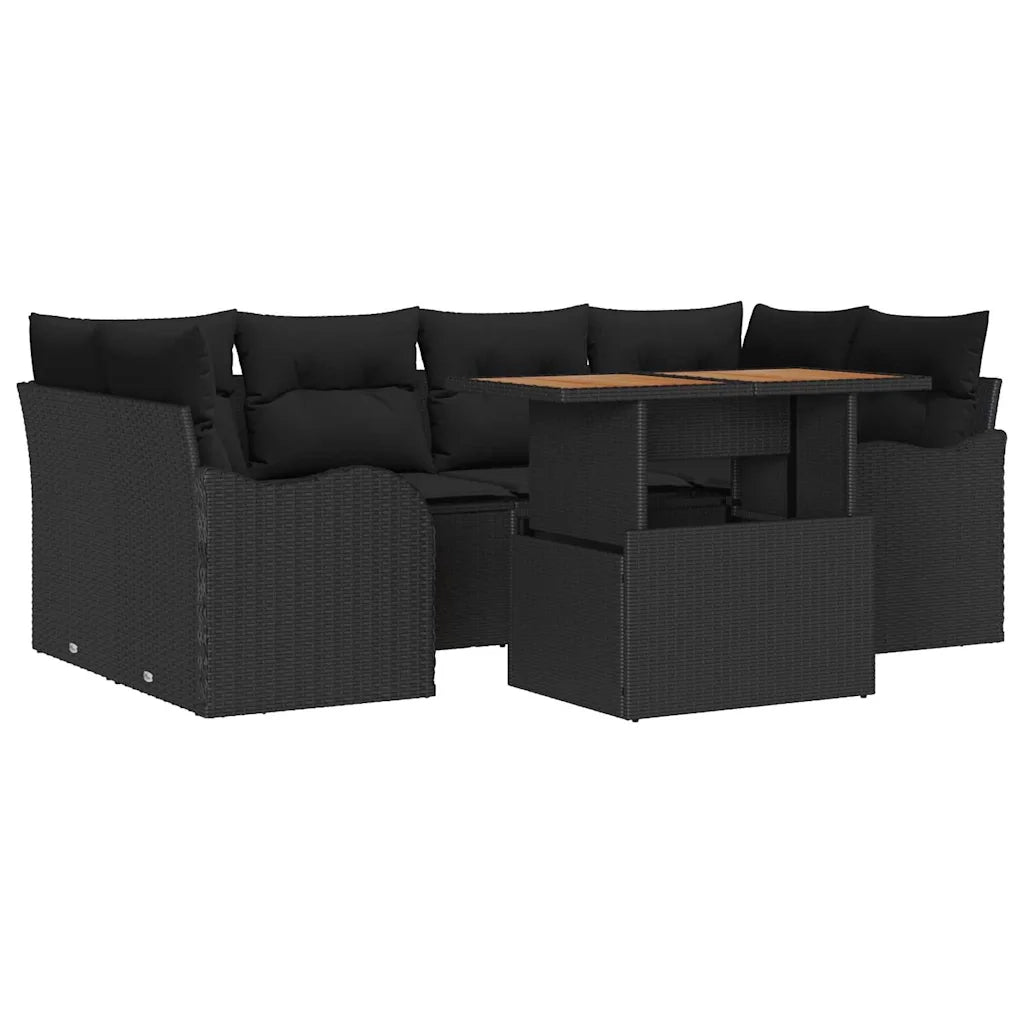Set Divano da Giardino con cuscino 7 pcs Nero 3349414