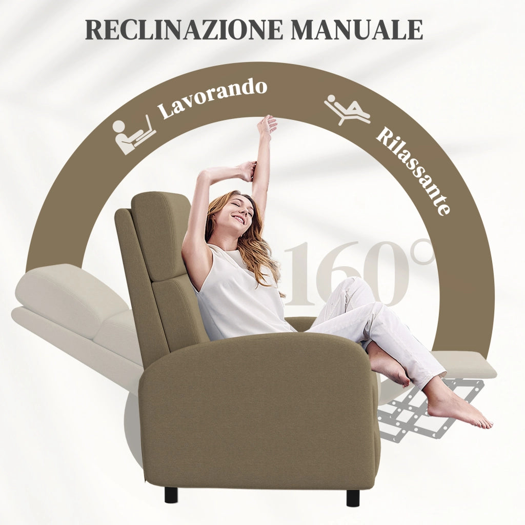 Poltrona Relax Reclinabile con Poggiapiedi ¨C Xylo ¨C Tessuto Beige