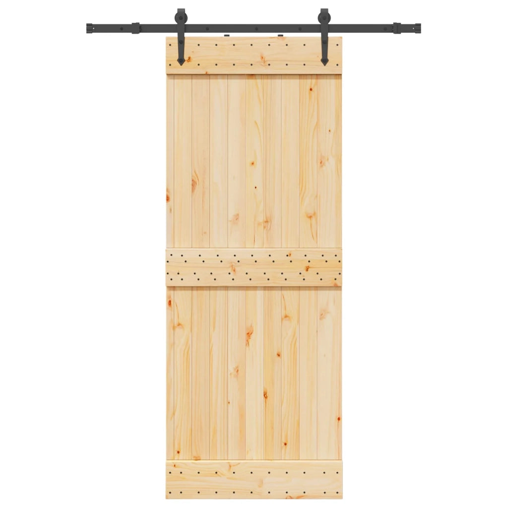 Porta scorrevole NARVIK Naturale e Nero 80 x 210 cm (152,5 cm) 3445288