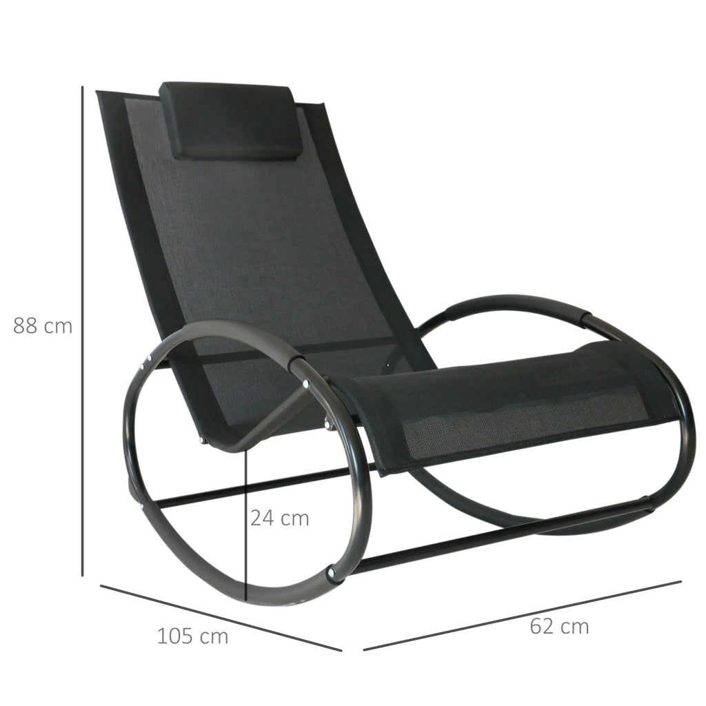 Sdraio da Giardino Zero Gravity con Cuscino ¨C zephmum ¨C Nero 105x62x88cm