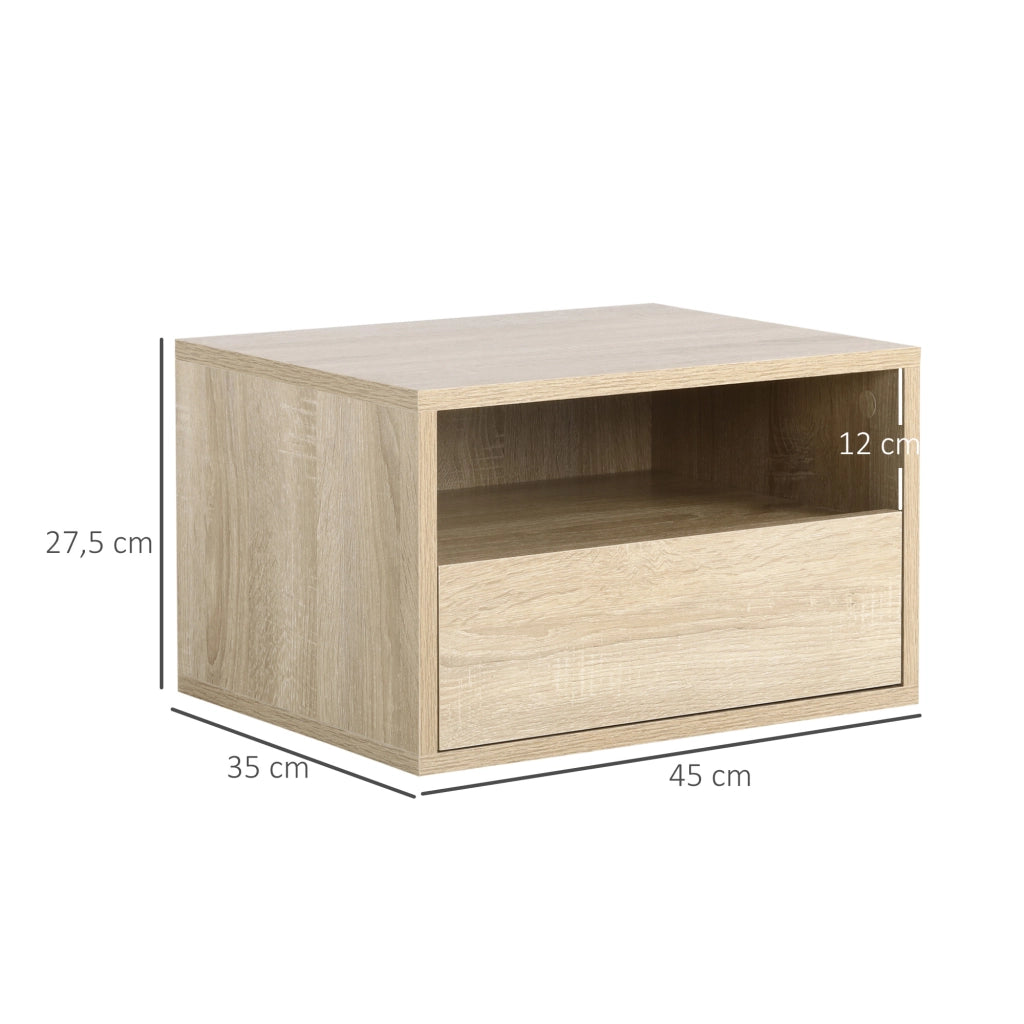 Comodino a muro ¨C Minimal ¨C Effetto quercia chiaro
