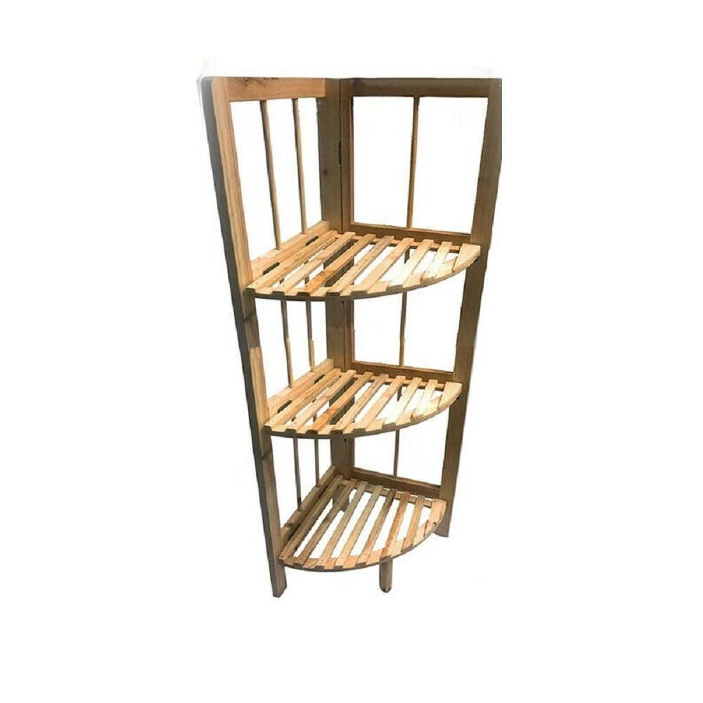 Trade Shop - Scaffale Angolare 3 Ripiani Legno X Decoupage Mensola Richiudibile Porta Piante -