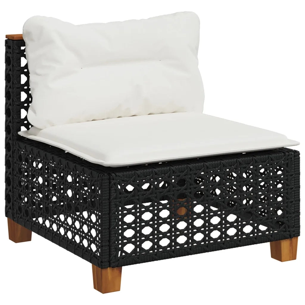 Set Divani da Giardino 9 pz con Cuscini Nero in Polyrattan 3261770