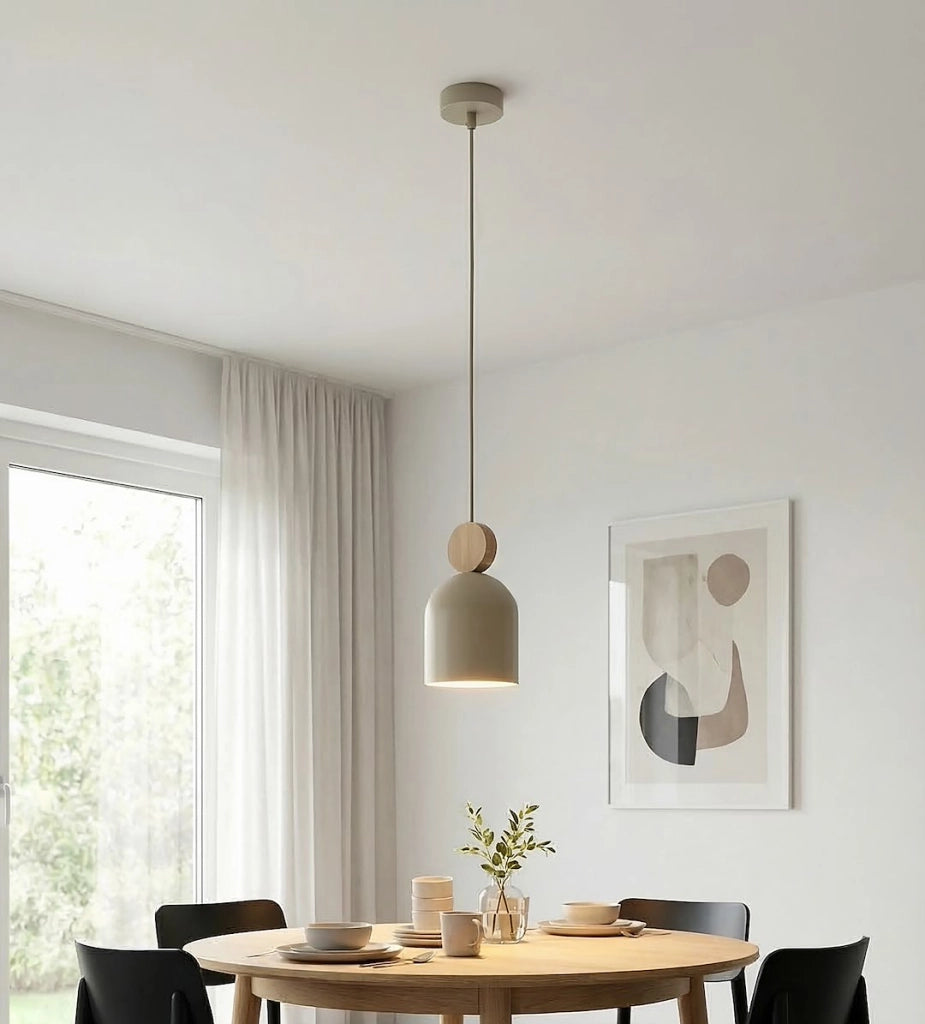 Lampada a sospensione MESI beige legno 1xGU10 Emibig