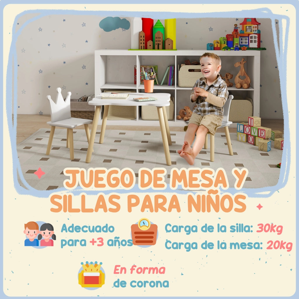Tavolo da pranzo con 2 sedie ¨C Minimal ¨C bianco e legno 60x60x44 cm