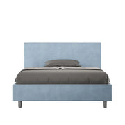 Letto Matrimoniale Francese 140x210 cm con Rete e Contenitore Adele Azzurro