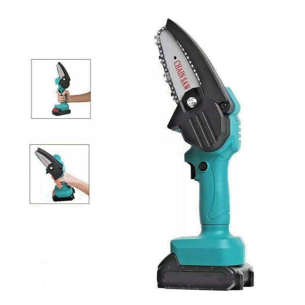 Trade Shop - Mini Elettrosega A Doppia Batteria Motosega Elettrica Tagliarami 4'' 318 -