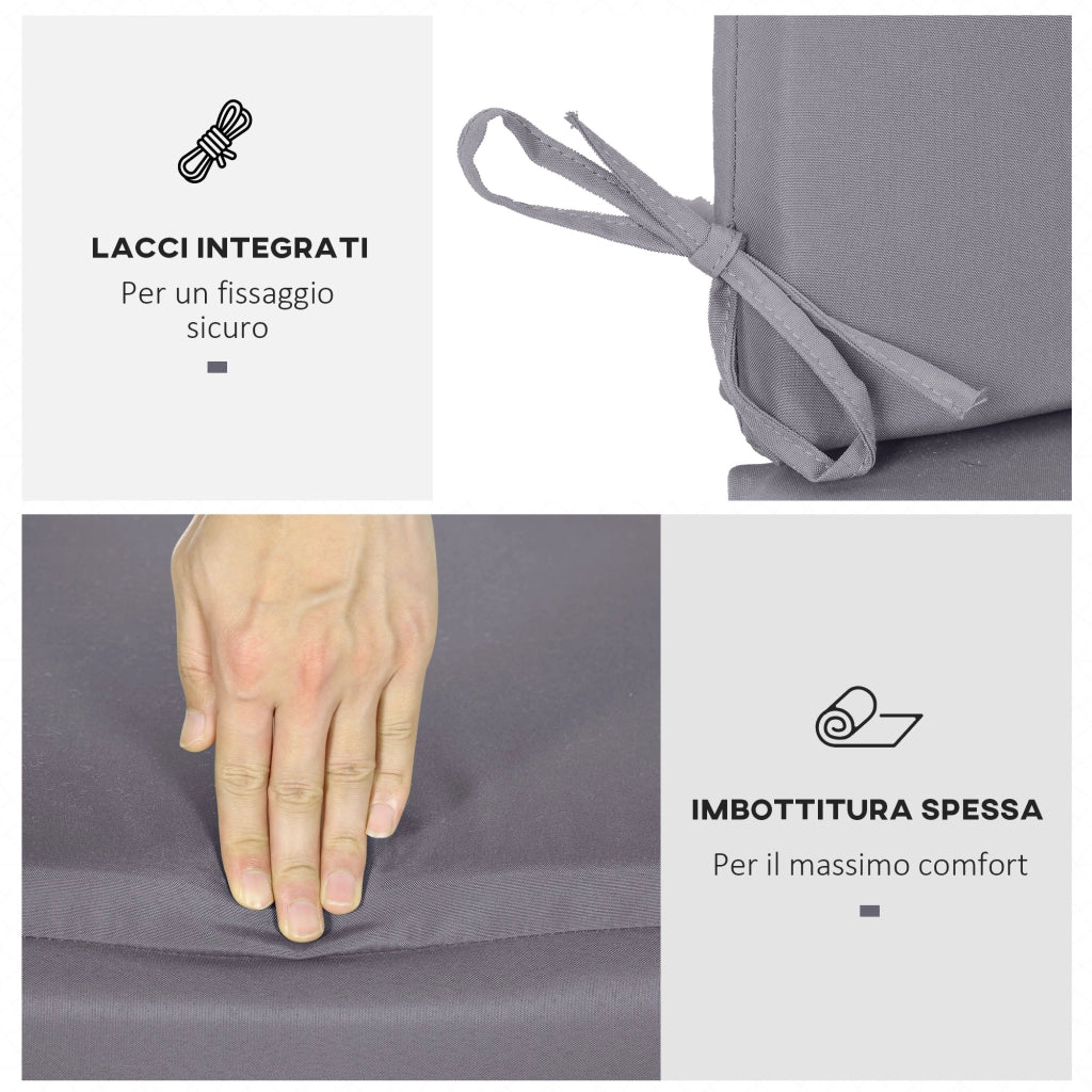 Cuscini da Esterno per Dondolo 3 Posti ¨C zephmum ¨C 2 Pezzi, Grigio, 130x45x5 cm