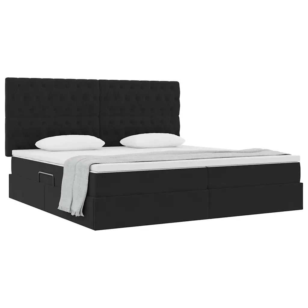 Letto con contenitore e materasso Nero 200 x 200 cm Velluto 3372113