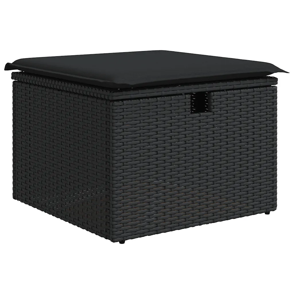 Set Divano da Giardino 6 pz con Cuscini Nero Polyrattan Acacia 3327993