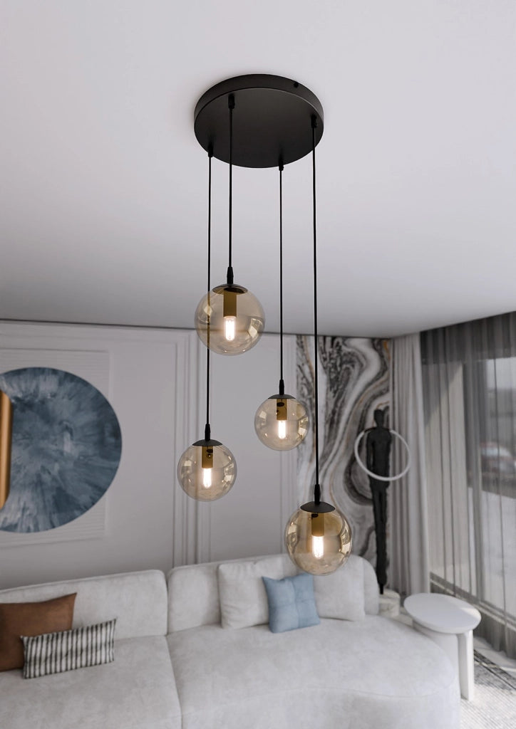 Lampadario Emibig Cosmo 4 luci E14 nero miele Premium