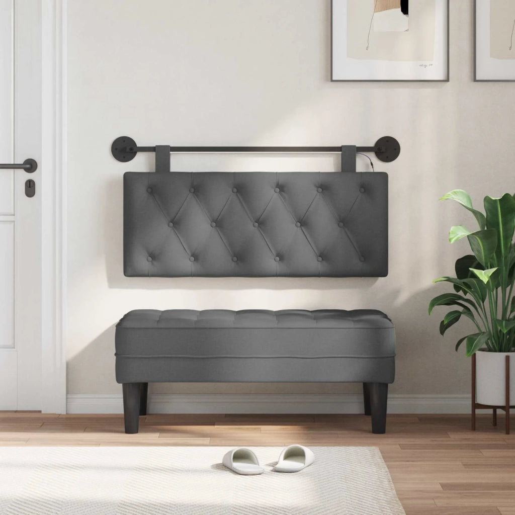 Testiera sospesa Con luce LED Grigio Scuro Tessuto 3424570
