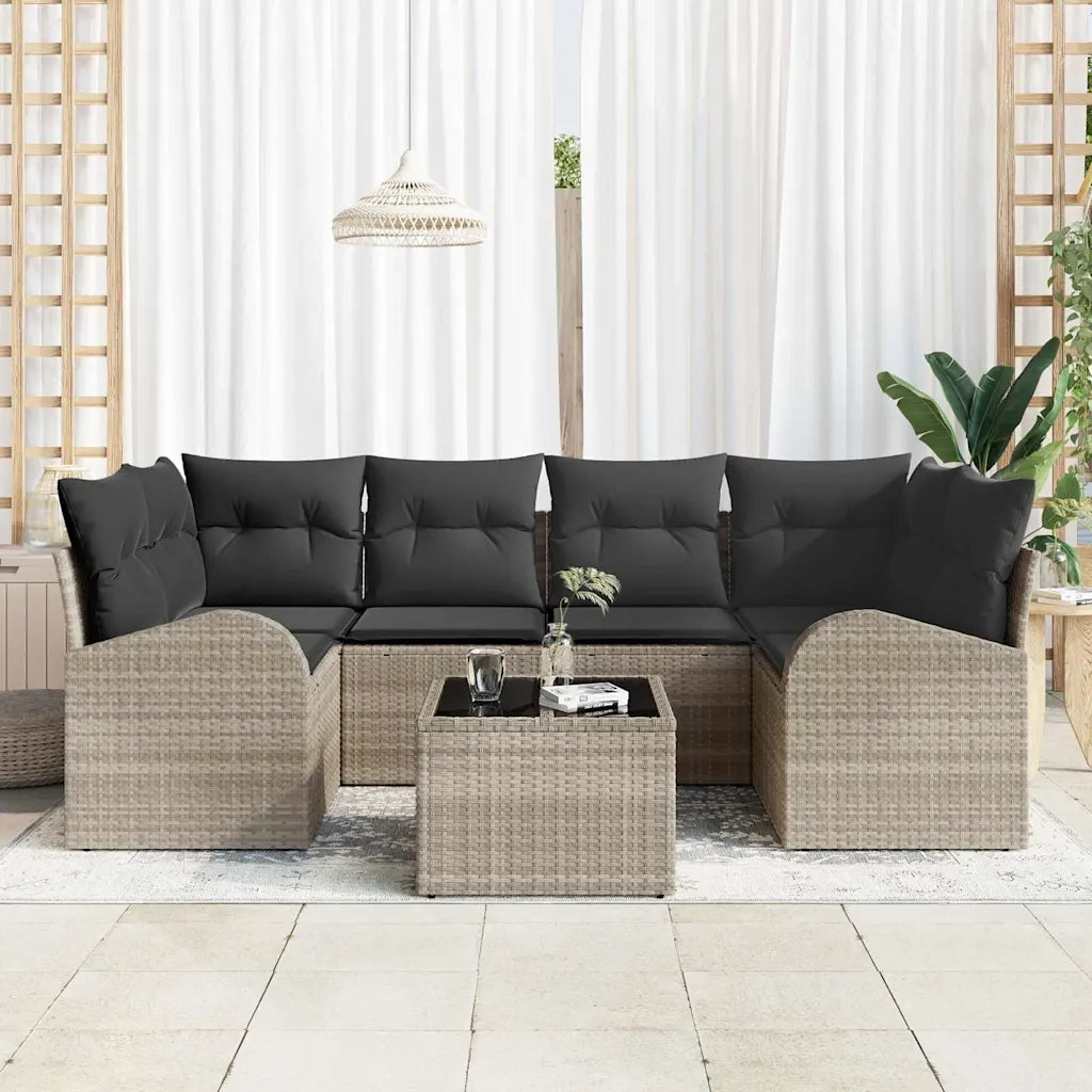 Set Divano da Giardino 7 pcs Grigio chiaro e grigio scuro