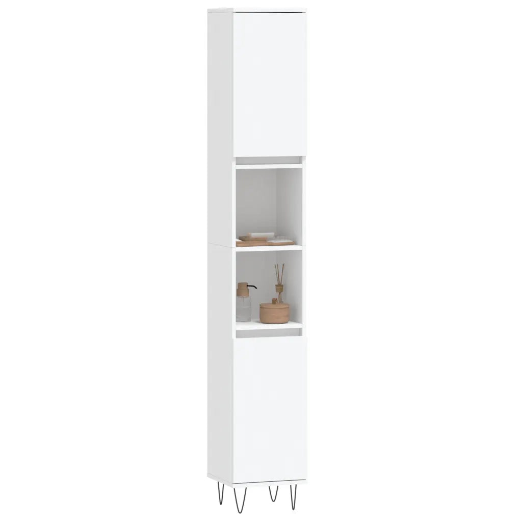 Armadietto da Bagno | Armadio da bagno Bianco 30x30x190 cm in Legno Multistrato