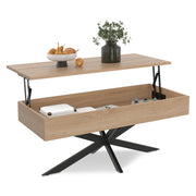 IDMarket - Tavolino rettangolare ALIX da 100 cm con piano sollevabile e gambe a ragno in legno e nero