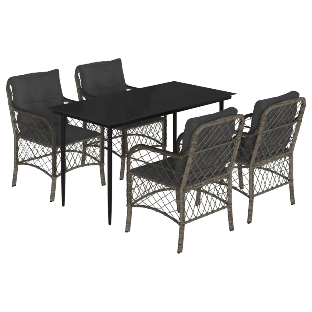 Set da Pranzo da Giardino 5 pz con Cuscini in Polyrattan Grigio 3212126