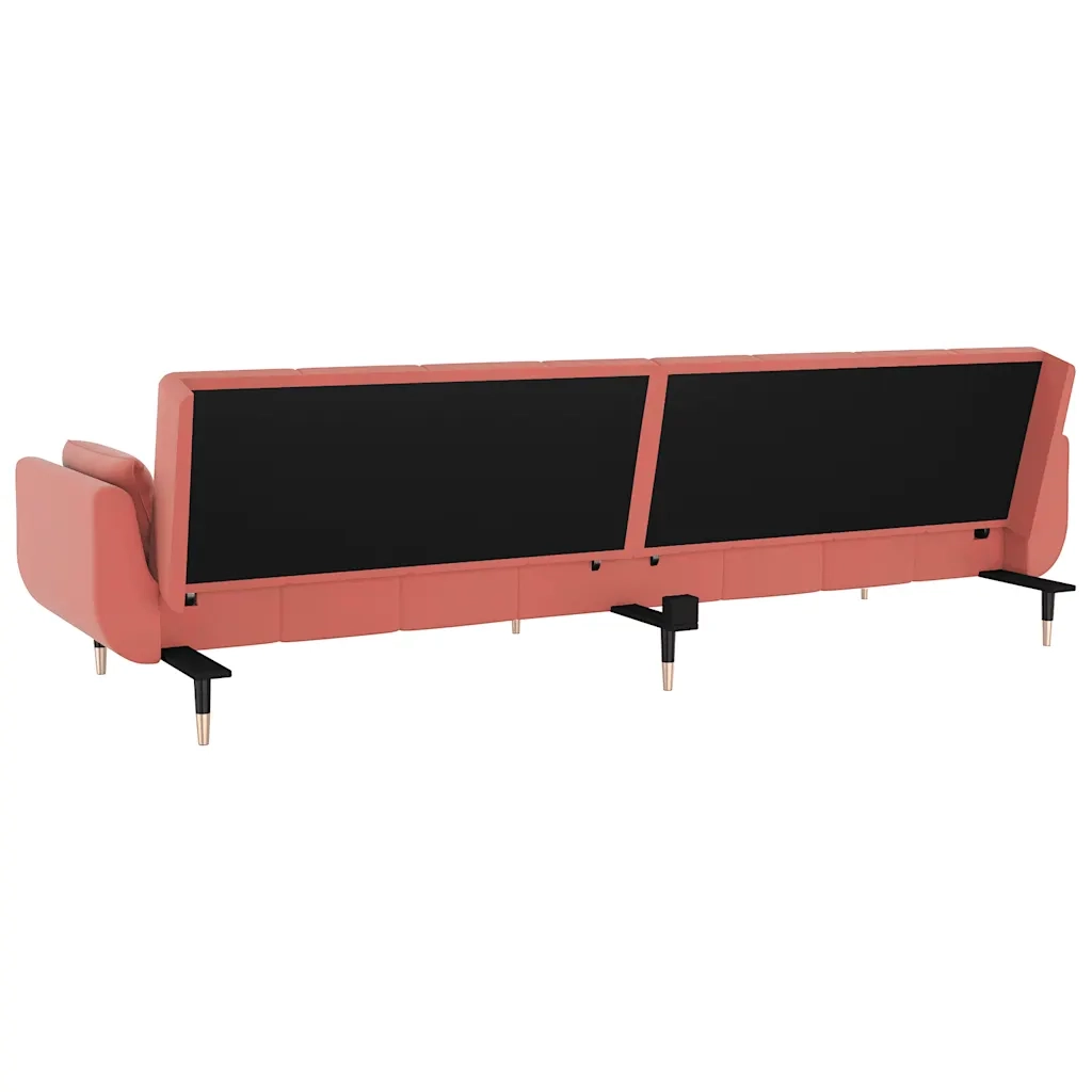 Divano Letto a 2 Posti con 2 Cuscini-Sofa Letto 2 Posti-Daybed Rosa in Velluto 204754