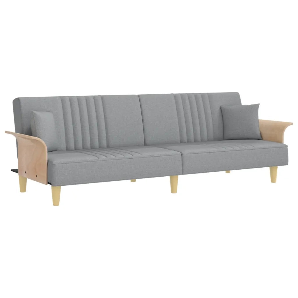 Divano Letto con Braccioli-Sofa Letto-Daybed Grigio Chiaro in Tessuto