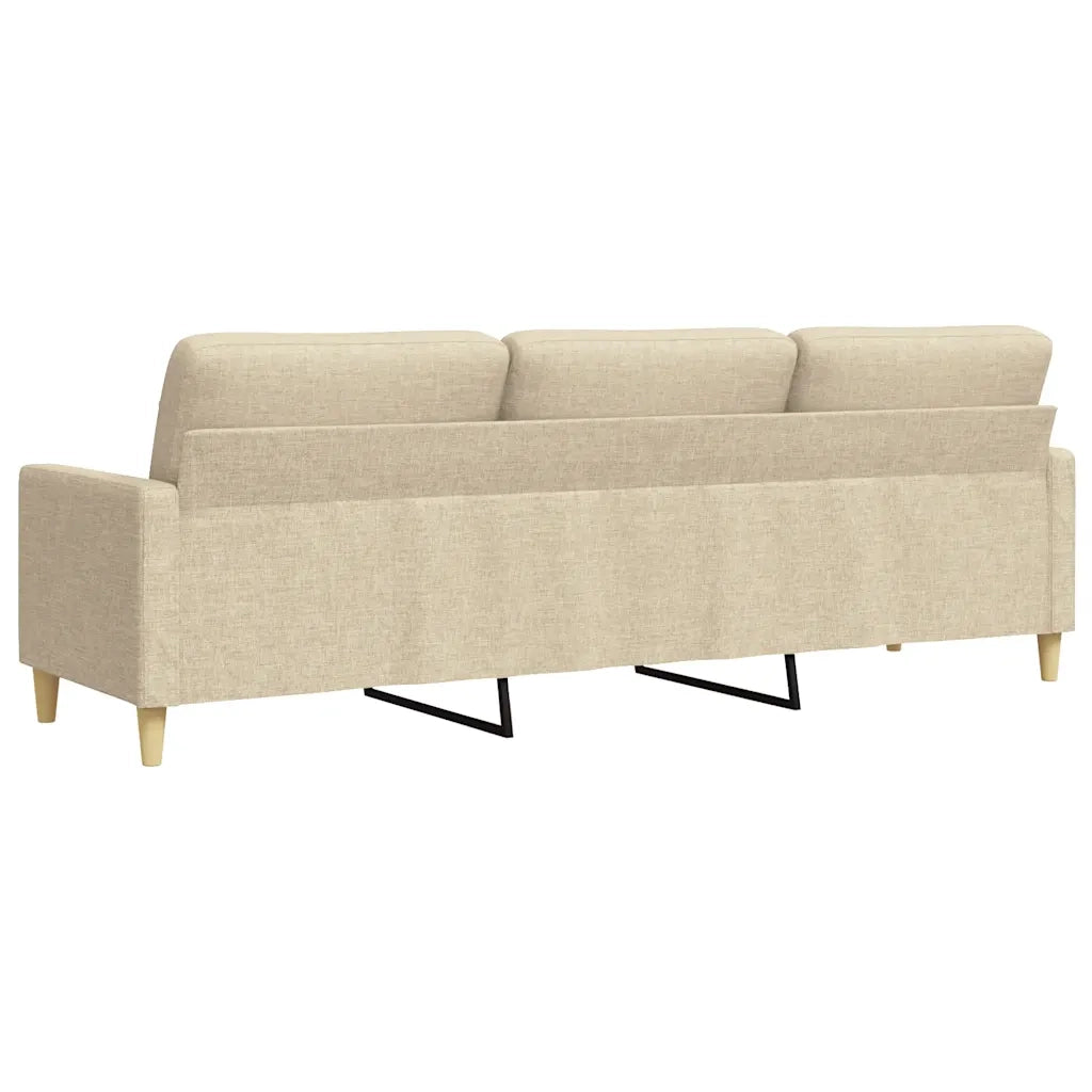 Divano a 3 Posti-Sofa 3 Posti Crema 210 cm in Tessuto