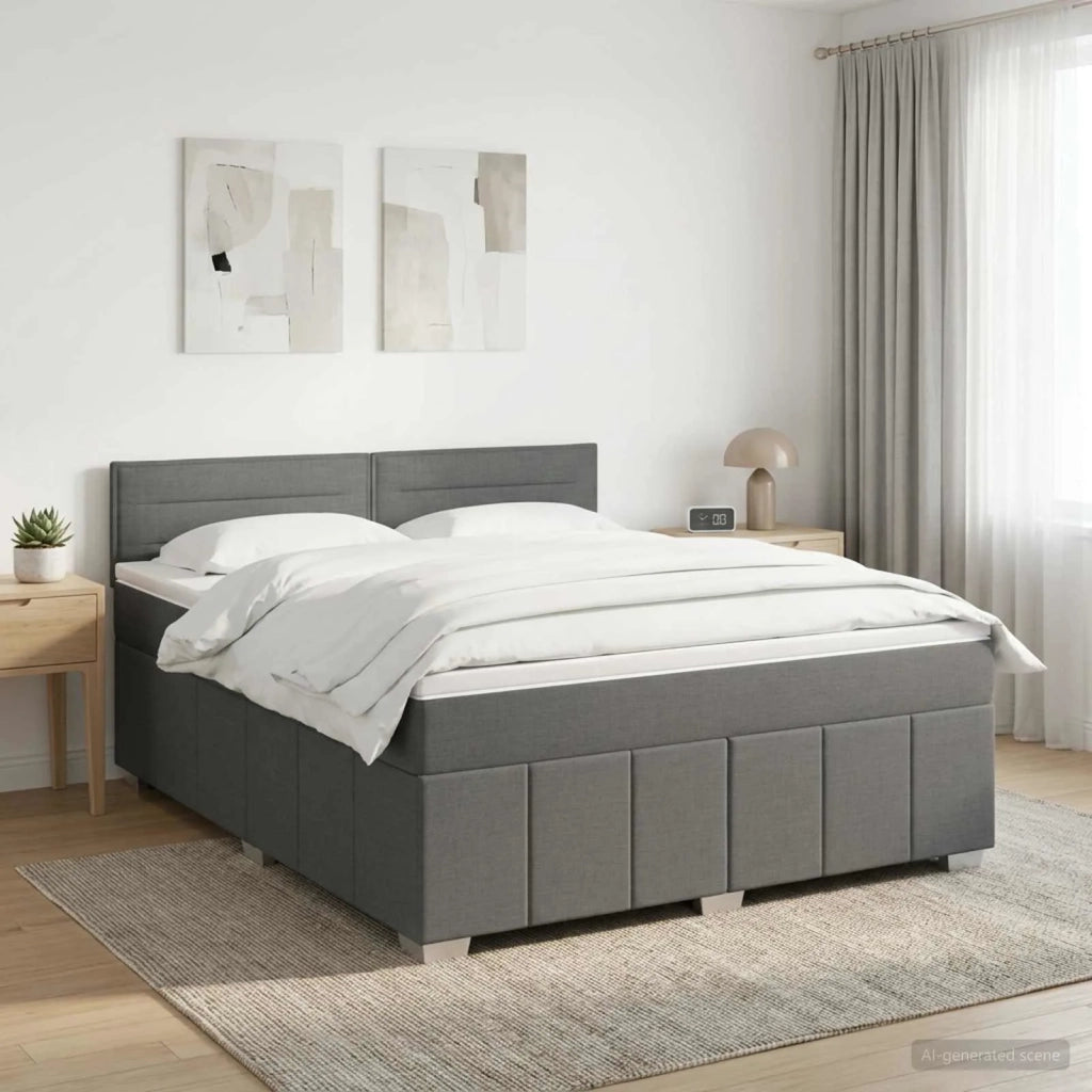 Letto box spring con materasso Grigio Scuro 140 x 190 cm 3452664
