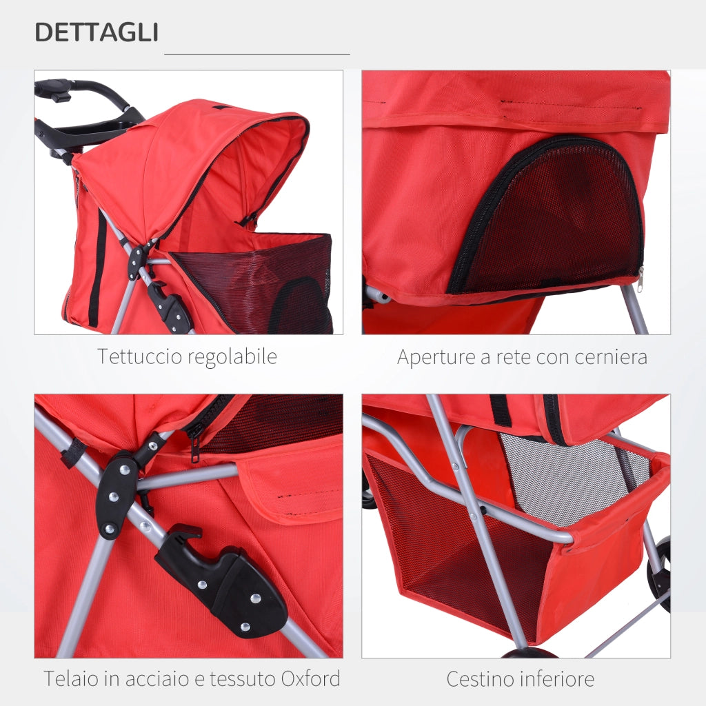 Carrozzina Pieghevole per Cani ¨C Minimal ¨C Rosso, 10 kg