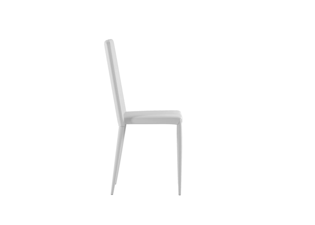 Sedia Cleo Impilabile in Similpelle Imbottita con Struttura in Metallo Bianco - Seduta e Schienale Ergonomici - Design Moderno