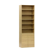 Libreria modulare con 2 ante e 5 livelli, quercia