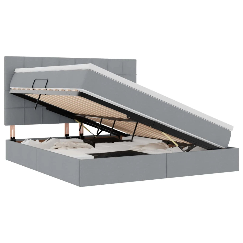 Letto con contenitore e materasso Grigio chiaro 160 x 200 cm